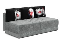 Диван прямой Страйк еврокнижка серый велюр + черные подушки
