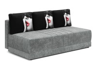 Диван прямой Страйк еврокнижка серый велюр + черные подушки