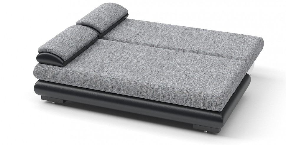 Диван прямой Фиджи еврокнижка серая рогожка+черная экокожа