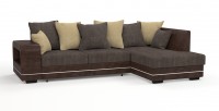 Диван угловой Дубай Люкс экокожа коричневый + велюр коричневый/бежевый
