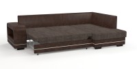 Диван угловой Дубай Люкс экокожа коричневый + велюр коричневый/бежевый