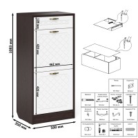 Прихожая П-6 Компоновка № 49, цвет венге/фасады МДФ белое дерево фрезеровка ромб, ШхГхВ 140х50х210 см., универсальная сборка