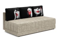 Диван прямой Страйк еврокнижка латте велюр + черные подушки