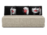 Диван прямой Страйк еврокнижка латте велюр + черные подушки