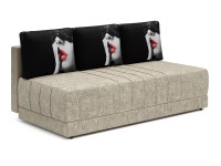 Диван прямой Страйк еврокнижка латте велюр + черные подушки