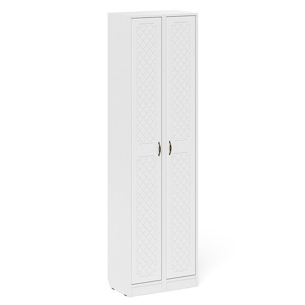 Прихожая П-6 Пенал + Пенал, цвет белая шагрень/фасады МДФ белое дерево фрезеровка ромб, ШхГхВ 60х35х210 см., универсальная сборка