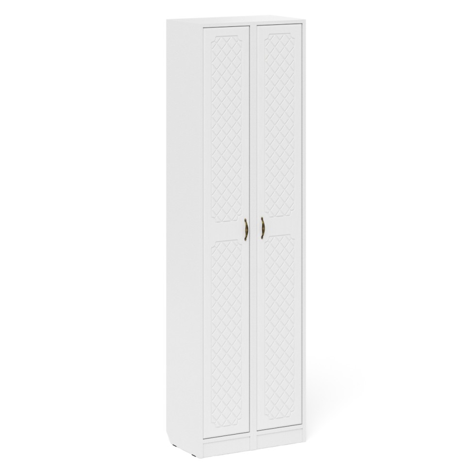 Прихожая П-6 Пенал + Пенал, цвет белая шагрень/фасады МДФ белое дерево фрезеровка ромб, ШхГхВ 60х35х210 см., универсальная сборка