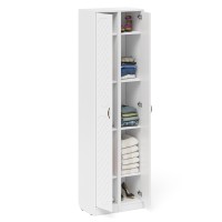 Прихожая П-6 Пенал + Пенал, цвет белая шагрень/фасады МДФ белое дерево фрезеровка ромб, ШхГхВ 60х35х210 см., универсальная сборка