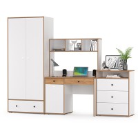 Вуди Компоновка № 51, цвет белый премиум/дуб крафт золотой, ШхГхВ 266х52,7х180,3 см., универсальная сборка