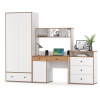 Вуди Компоновка № 51, цвет белый премиум/дуб крафт золотой, ШхГхВ 266х52,7х180,3 см., универсальная сборка