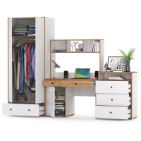 Вуди Компоновка № 51, цвет белый премиум/дуб крафт золотой, ШхГхВ 266х52,7х180,3 см., универсальная сборка