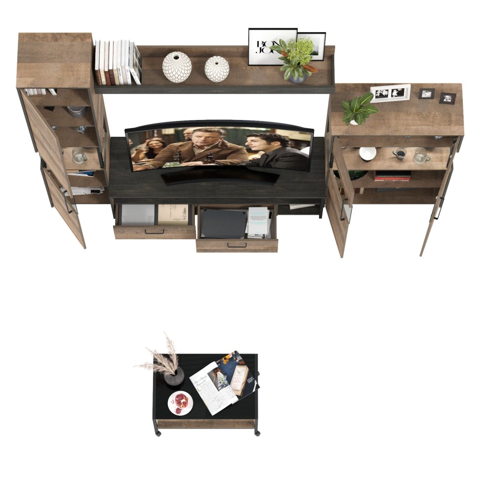 Трувор Гостиная 140, цвет дуб гранж песочный/интра, ШхГхВ 280,4х45,4х210 см. + 70х45х46 см., универсальная сборка