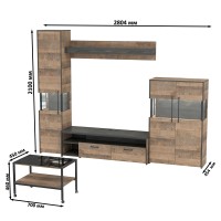 Трувор Гостиная 140, цвет дуб гранж песочный/интра, ШхГхВ 280,4х45,4х210 см. + 70х45х46 см., универсальная сборка
