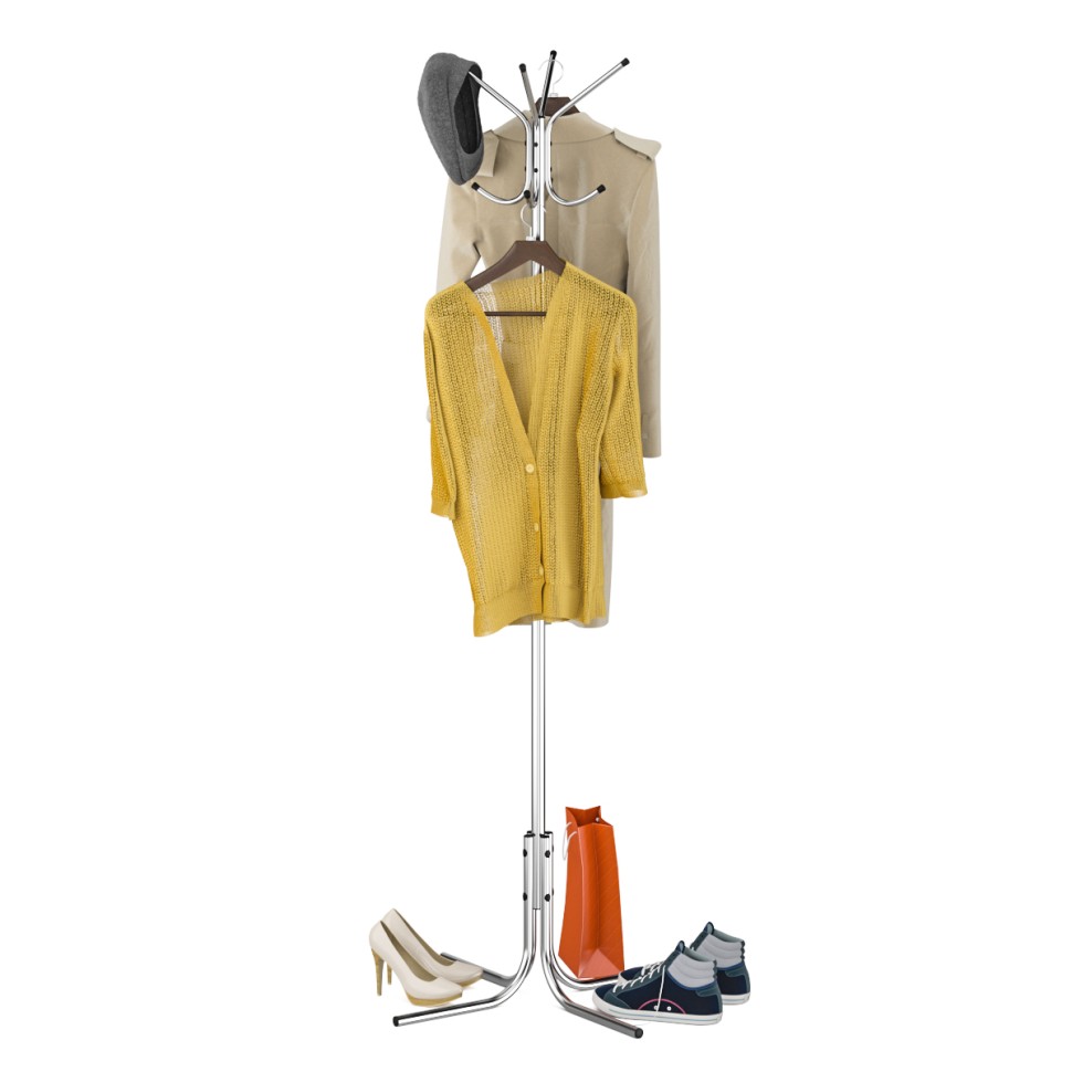 СНЯТО Вешалка напольная Кварта разборная хромированная, ШхГхВ 66х66х184 см., упакована в коробку