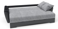 Диван прямой Амстердам еврокнижка серая рогожка+черная экокожа
