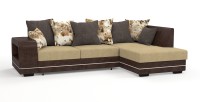 Диван угловой Дубай Люкс экокожа коричневый + велюр бежевый/коричневый + город