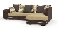 Диван угловой Дубай Люкс экокожа коричневый + велюр бежевый/коричневый + город
