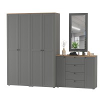 Остин Прихожая 26, цвет серый графит/дуб крафт золотой, ШхГхВ 280х54,3х229,6 см., универсальная сборка