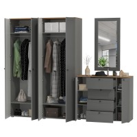 Остин Прихожая 26, цвет серый графит/дуб крафт золотой, ШхГхВ 280х54,3х229,6 см., универсальная сборка