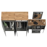 Остин Прихожая 26, цвет серый графит/дуб крафт золотой, ШхГхВ 280х54,3х229,6 см., универсальная сборка