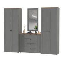 Остин Прихожая 26, цвет серый графит/дуб крафт золотой, ШхГхВ 280х54,3х229,6 см., универсальная сборка