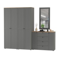 Остин Прихожая 26, цвет серый графит/дуб крафт золотой, ШхГхВ 280х54,3х229,6 см., универсальная сборка