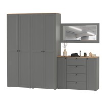 Остин Прихожая 26, цвет серый графит/дуб крафт золотой, ШхГхВ 280х54,3х229,6 см., универсальная сборка