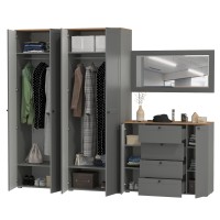 Остин Прихожая 26, цвет серый графит/дуб крафт золотой, ШхГхВ 280х54,3х229,6 см., универсальная сборка