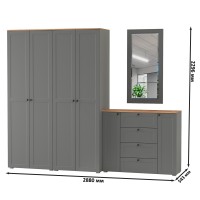 Остин Прихожая 26, цвет серый графит/дуб крафт золотой, ШхГхВ 280х54,3х229,6 см., универсальная сборка