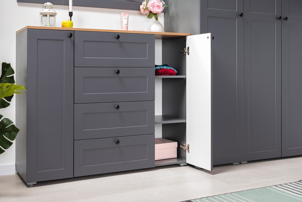 Остин Прихожая 26, цвет серый графит/дуб крафт золотой, ШхГхВ 280х54,3х229,6 см., универсальная сборка