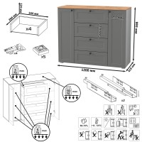 Остин Прихожая 26, цвет серый графит/дуб крафт золотой, ШхГхВ 280х54,3х229,6 см., универсальная сборка
