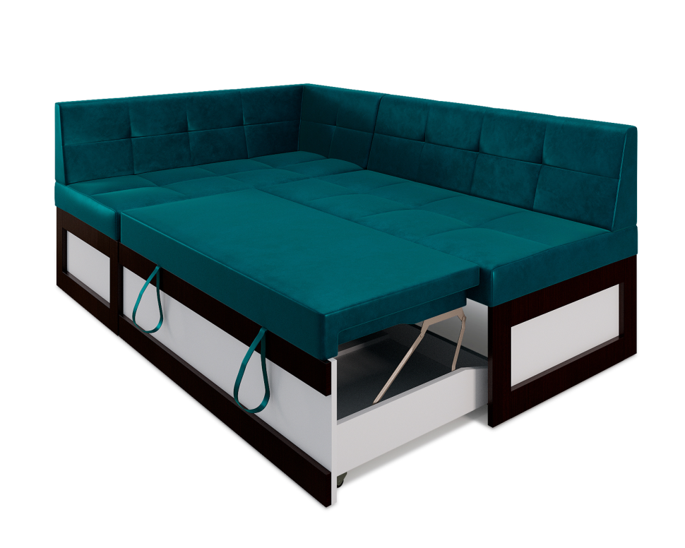Нотис Левый угол (Бархат сине-зеленый STAR VELVET 43 BLACK GREEN) 187х82х112 см