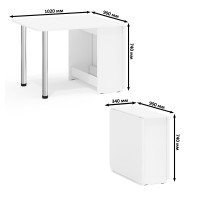 Стол-книжка обеденный МД-СО-04, цвет белый шагрень/ножки хром, ШхГхВ 170х90х74 см., 34х90х74 см. сложенный (Мебельный Двор)