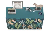 СНЯТО Либера Комод-тумба 16.230.01, цвет бензин/белый, ШхГхВ 115,3х42,6х92,3 см., фасады с рисунком Тропический лес, две дверки