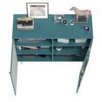 СНЯТО Либера Комод-тумба 16.230.01, цвет бензин/белый, ШхГхВ 115,3х42,6х92,3 см., фасады с рисунком Тропический лес, две дверки