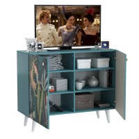 СНЯТО Либера Комод-тумба 16.230.01, цвет бензин/белый, ШхГхВ 115,3х42,6х92,3 см., фасады с рисунком Тропический лес, две дверки