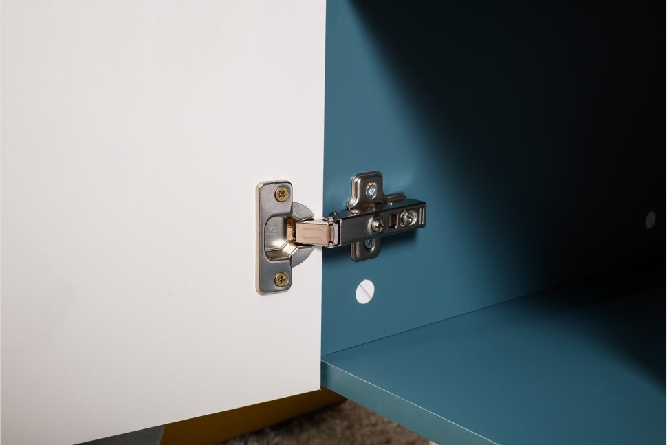 СНЯТО Либера Комод-тумба 16.230.01, цвет бензин/белый, ШхГхВ 115,3х42,6х92,3 см., фасады с рисунком Тропический лес, две дверки