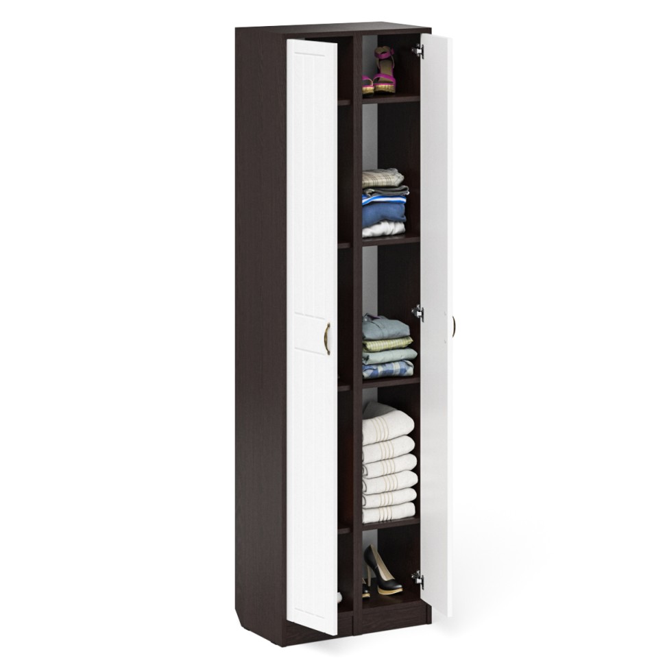 Прихожая П-6 Пенал + Пенал, цвет венге/фасады МДФ белое дерево фрезеровка прованс, ШхГхВ 60х35х210 см., универсальная сборка