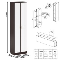 Прихожая П-6 Пенал + Пенал, цвет венге/фасады МДФ белое дерево фрезеровка прованс, ШхГхВ 60х35х210 см., универсальная сборка