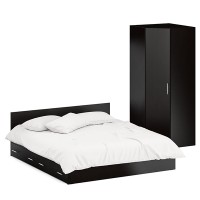 Кровать с ящиками 1800 + Шкаф угловой Стандарт, цвет венге, ШхГхВ 183,5х203,5х70 + 81,2х81,2х200 см., сп.м. 1800х2000 мм., без матраса, основание есть