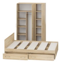 Спальня Стандарт 1-1600Я, цвет дуб сонома, ШхГхВ 163,5х203,5х70 + 135х52х200 см., сп.м. 1600х2000 мм., без матраса, основание есть