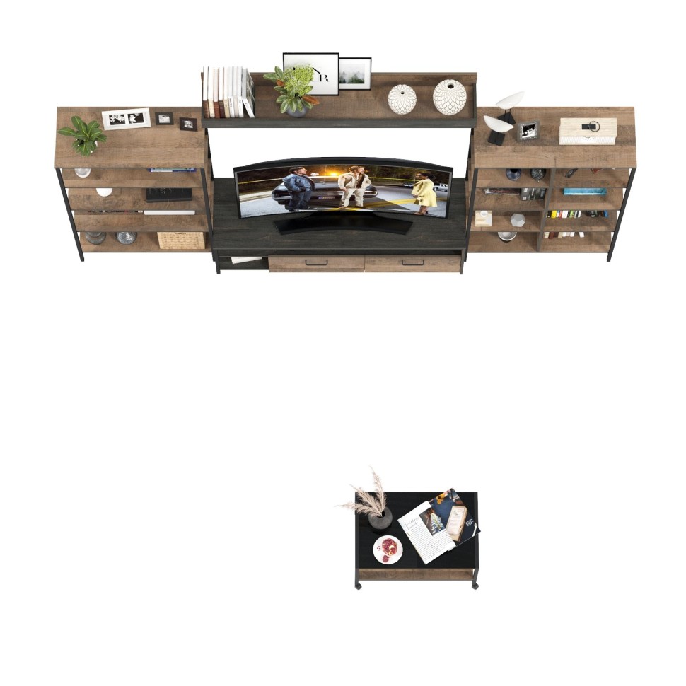 Трувор Гостиная 141, цвет дуб гранж песочный/интра, ШхГхВ 322,6х45,4х195 см. + 70х45х46 см., универсальная сборка