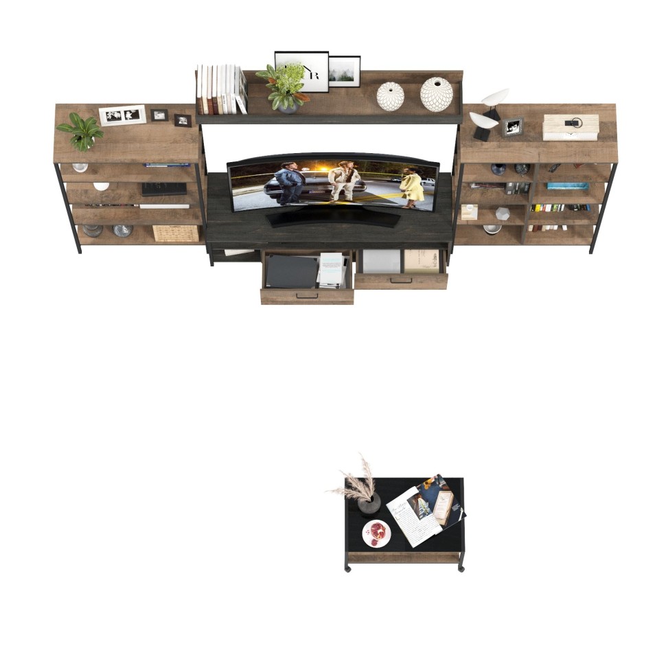 Трувор Гостиная 141, цвет дуб гранж песочный/интра, ШхГхВ 322,6х45,4х195 см. + 70х45х46 см., универсальная сборка