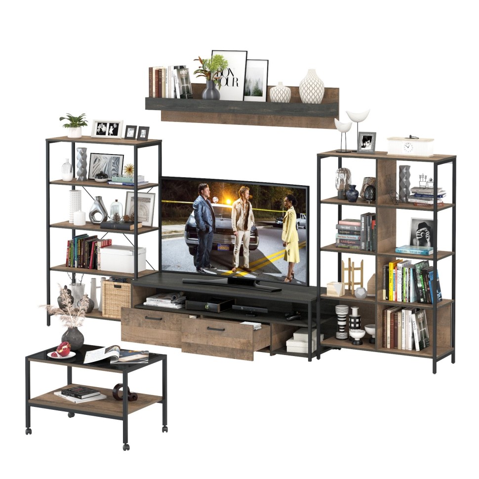 Трувор Гостиная 141, цвет дуб гранж песочный/интра, ШхГхВ 322,6х45,4х195 см. + 70х45х46 см., универсальная сборка