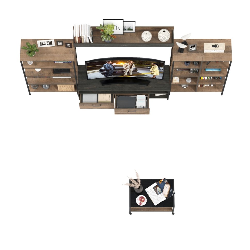 Трувор Гостиная 141, цвет дуб гранж песочный/интра, ШхГхВ 322,6х45,4х195 см. + 70х45х46 см., универсальная сборка