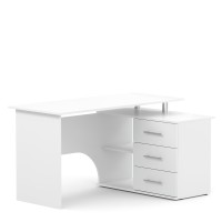 Стол компьютерный Сокол КСТ-09П правый, цвет белый, ШхГхВ 135х90х74 см., тумба с ящиками справа