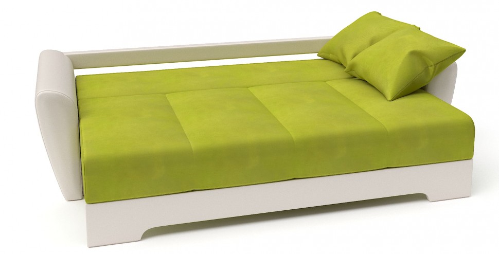 Диван прямой Амстердам еврокнижка салатовый велюр+белая экокожа