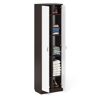 Прихожая П-6 Пенал + Пенал, цвет венге/фасады МДФ белое дерево фрезеровка ромб, ШхГхВ 60х35х210 см., универсальная сборка