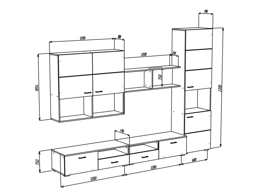 Гостиная Ноктюрн 5 МДФ (белая)