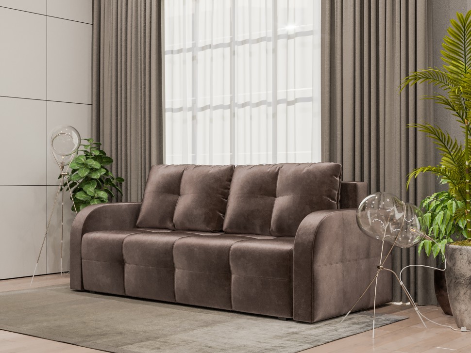Прямой диван Марсель №3 (бархат серо-шоколадный)